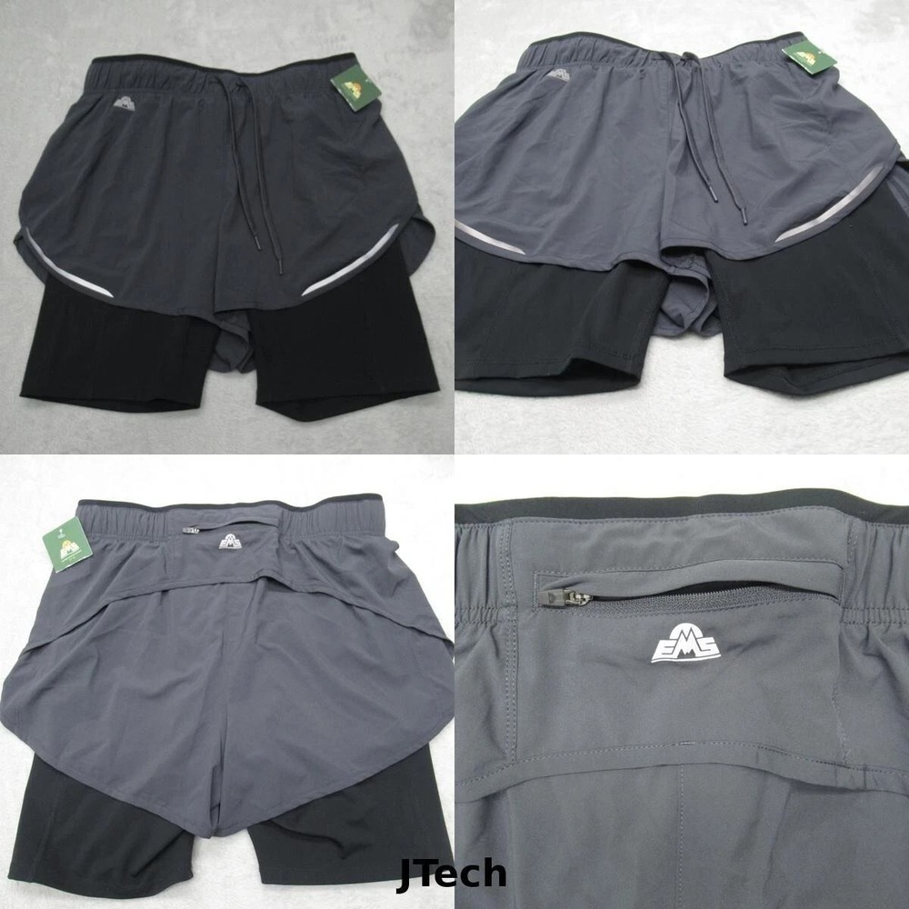 EMS Tech Shorts Womens Large Gray 32 Flex Performance Wicking Lined Hike Run NEW